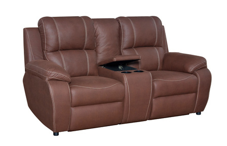 Athena two-seater with console in brown