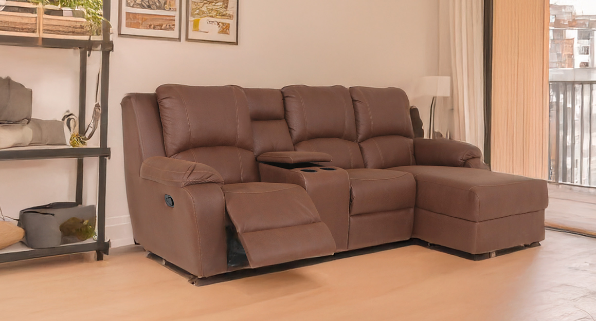 Athena four-piece one-action suite with console and chaise