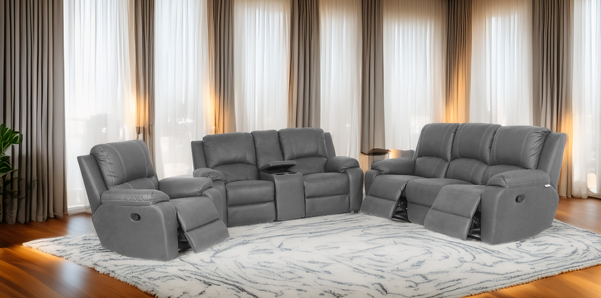 Athena seven-piece 321 recliner suite with console